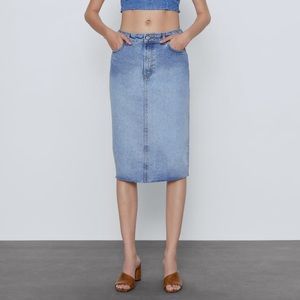Zara Denim Midi Skirt
